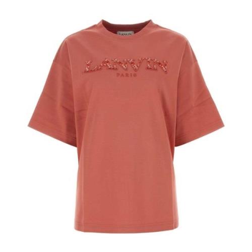 Lanvin Antikrosa Oversize Bomull T-Shirt Pink, Dam