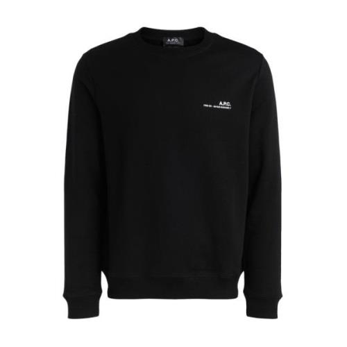 A.p.c. Svart bomulls herrtröja med vitt logotyp Black, Herr