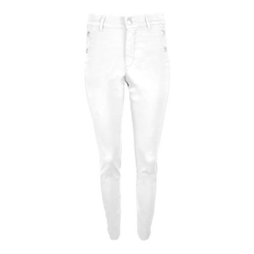 2-Biz Slim-Fit Högmidjade Ankelbyxor White, Dam