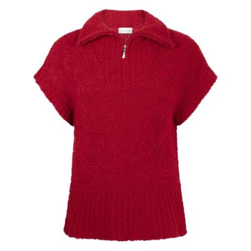 Jane Lushka Röd Teddy Vest | Boucle Effekt Design Red, Dam
