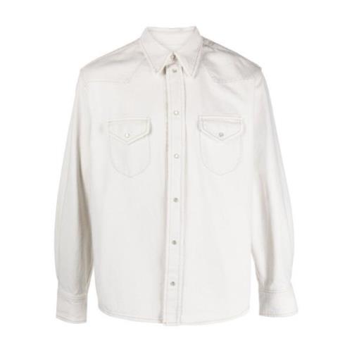 Bally Vit Denimskjorta med Pärlknappar White, Dam