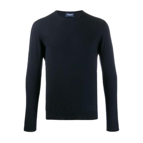 Drumohr Marinblå Cashmere Crew Neck Tröja Blue, Herr