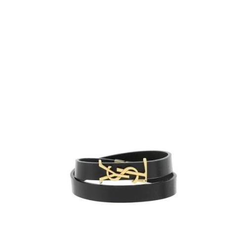 Saint Laurent YSL Läderarmband Black, Herr