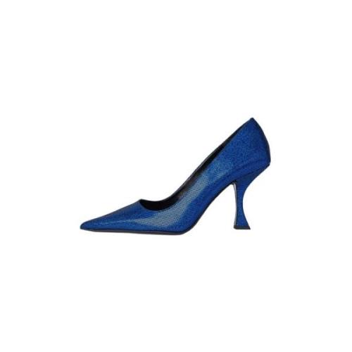 By FAR Blå Disco Pumps med Skulptural Klack Blue, Dam