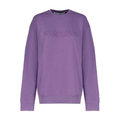 JW Anderson Lila Bomull Crew Neck Sweatshirt Purple, Dam