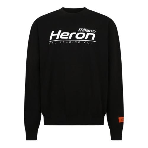 Heron Preston Tränings T-shirt, Rund Hals, Långa ärmar, Framtryck Blac...