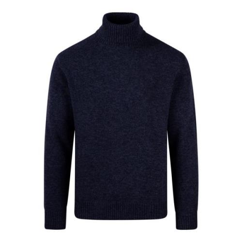 Roberto Collina Ull Kaschmir Turtleneck Blue, Herr