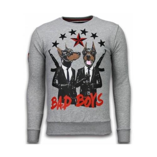 Local Fanatic Bad Boys Dogs Rhinestone - Tröjor Herr - 5918G Gray, Her...