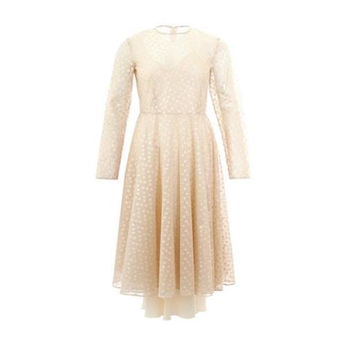 Lardini Ivory Dekorerad Tylldress Beige, Dam