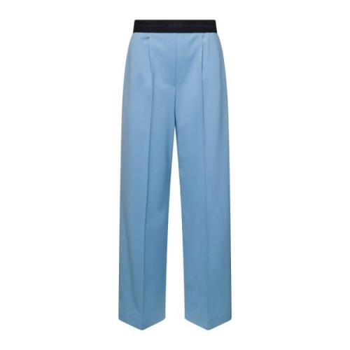 Msgm Wide Trousers Blue, Dam