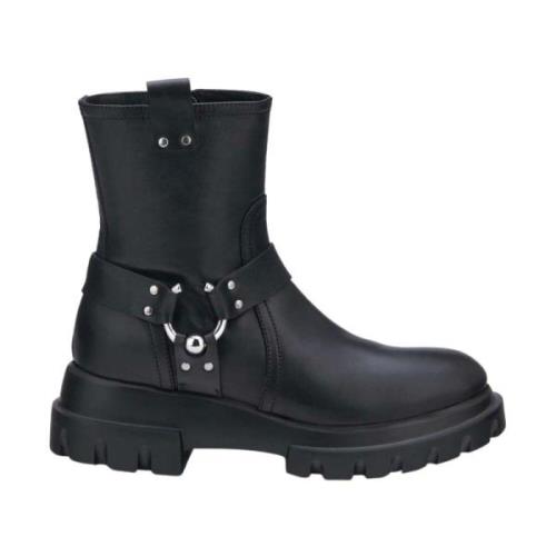 AGL Svarta Läder Ankelboots Black, Dam