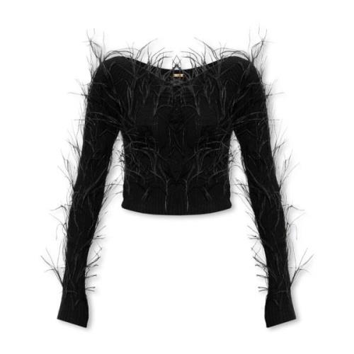 Cult Gaia Danton tröja med fjädrar Black, Dam