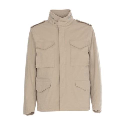 Ten C Beige Eco-Läder Dunjacka med Huva Beige, Herr