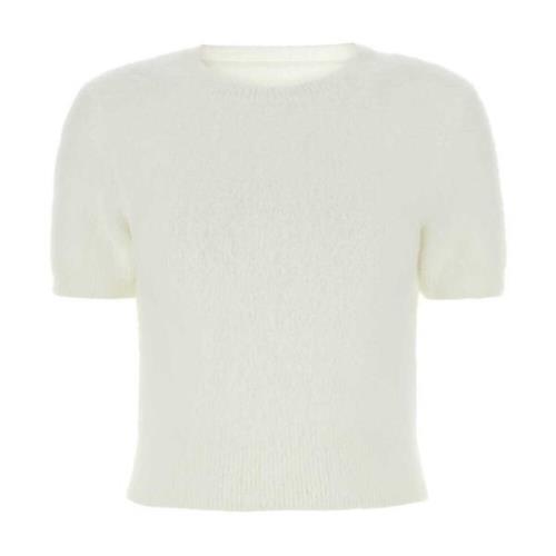 Maison Margiela Lyxig Ivory Angora Blend Sweater White, Dam