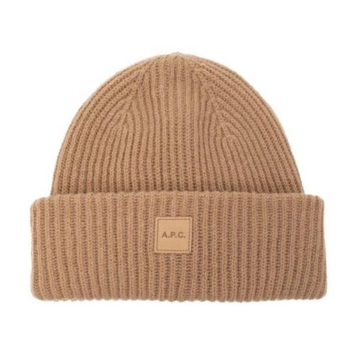 A.p.c. Beanie med logomärke Beige, Unisex