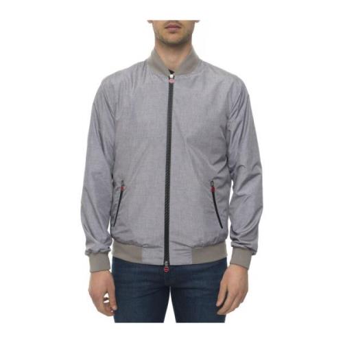 Kiton Italiensk Stil Nylon Bomberjacka Gray, Herr