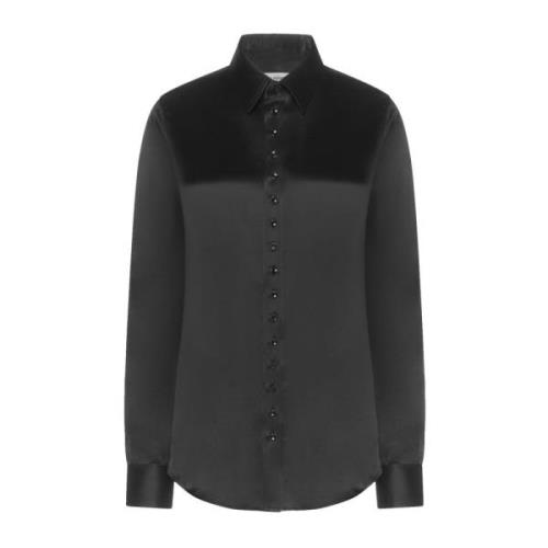 Saint Laurent Silkeskjorta, Italiensktillverkad, Knappstängning Black,...