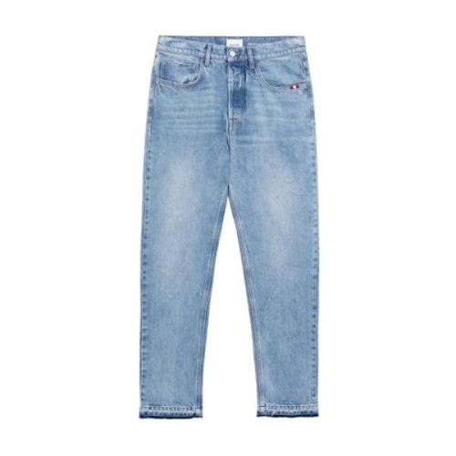 Amish Jeremiah Straight Återvunnen Denim Jeans Blue, Herr