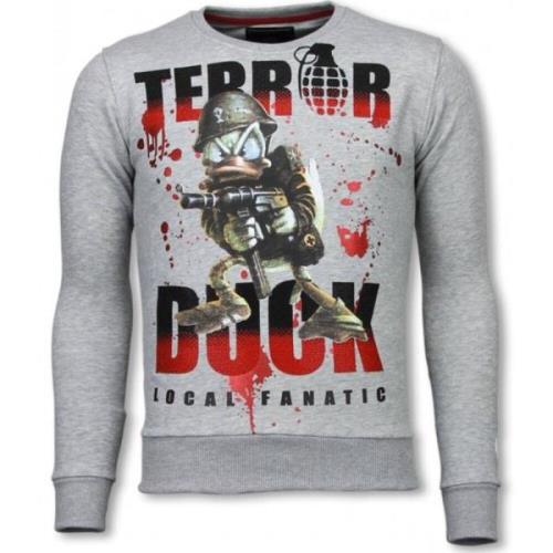 Local Fanatic Terror Duck Rhinestone Sweater - Tröjor Män - 6173G Gray...