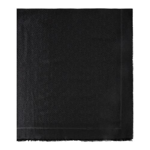 Elisabetta Franchi Svart Logo Jacquard Pashmina Sjal Black, Dam