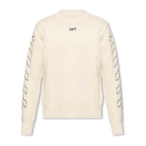 Off White Tröja med logotyp Beige, Herr