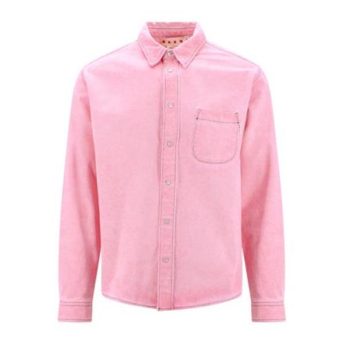 Marni Rosa Bomullsskjorta med Tryckknappar Pink, Herr