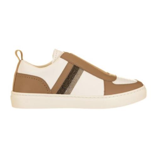 Fabiana Filippi Läder Rund Form Dam Sneakers Brown, Dam