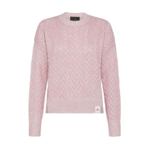 Peuterey Rosa Alpacka Bomullströja med Herringbone Mönster Pink, Dam