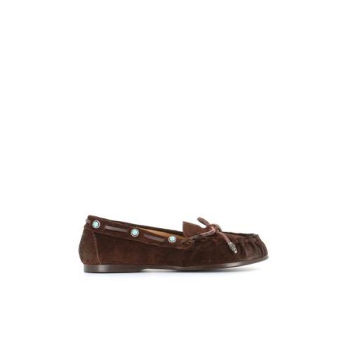 Sartore Bruna Mockasinsandaler med Blå Studs Brown, Dam