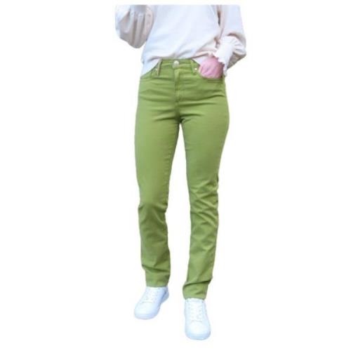 Islow Högmidjade Slim Fit Bomullsbyxor Green, Dam