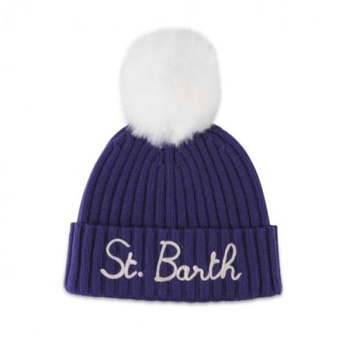 MC2 Saint Barth Pom Pom Mössa med Broderi Blue, Dam