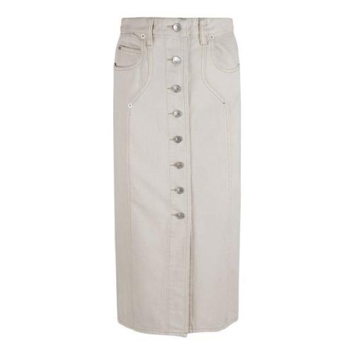 Isabel Marant Étoile Knapp-Front Denimkjol White, Dam