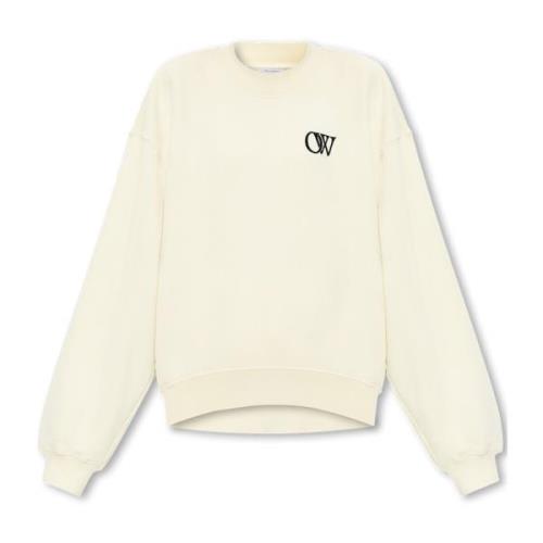 Off White Sweatshirt med logotyp Beige, Dam