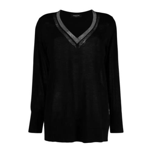 Fabiana Filippi Cashmere Siden V-Hals Tröja Set Black, Dam