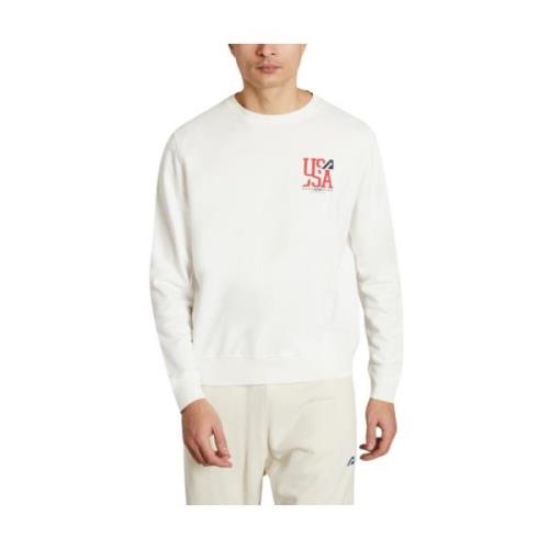 Autry Ikonisk Sweatshirt med Tryckt Logotyp White, Herr
