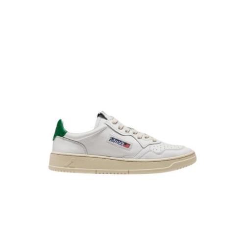 Autry Vintage Vita Lädersneakers med Grön Insats White, Dam