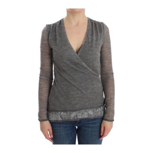 Ermanno Scervino Ermanno Scentrino Gray Wool Blend Stretch Long Sleeve...