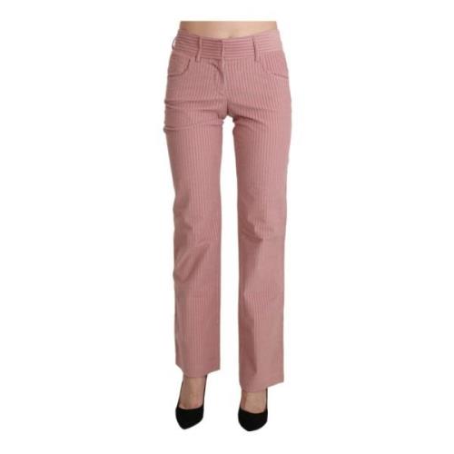 Ermanno Scervino Pink Mid Waist Straight Trouser Cotton Pants Pink, Da...