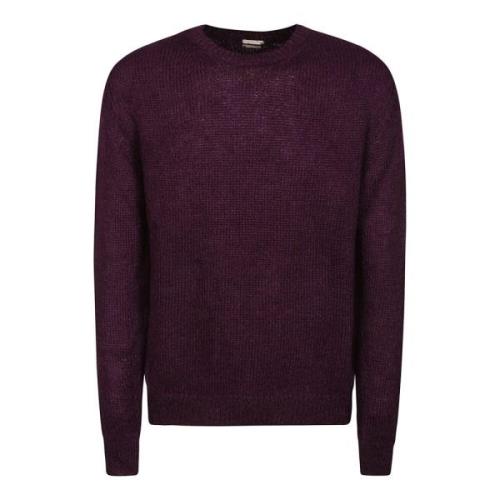 Massimo Alba Mohair Ull Crew Neck Sweater Purple, Herr