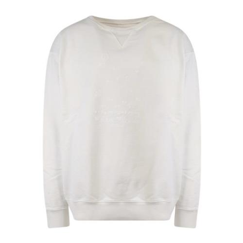 Maison Margiela Vit Bomull Crew-neck Sweatshirt Ss23 White, Herr