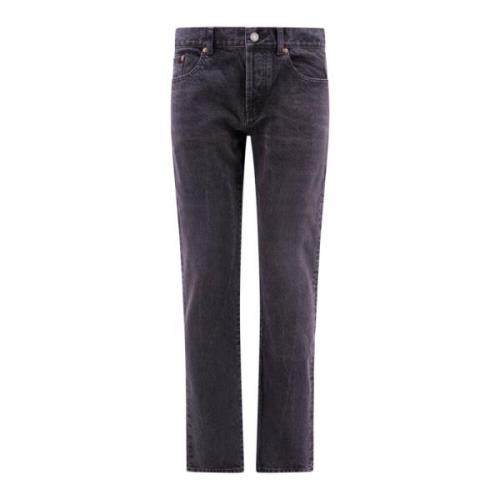 Saint Laurent Slim Fit Svarta Jeans, Tillverkade i Italien Black, Herr