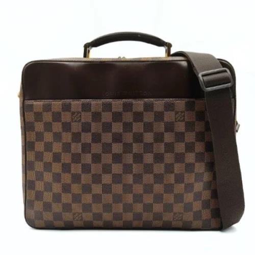 Louis Vuitton Vintage Vintage Brun Canvas Dokumentväska med Läderinläg...