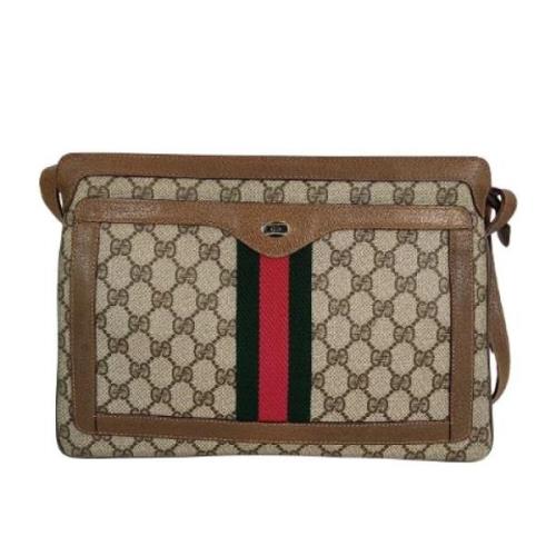 Gucci Vintage Vintage Beige Belagd Canvas Gucci Kameraväska Beige, Dam