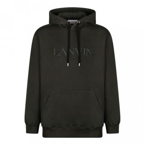 Lanvin Mörkgrön Logo Broderi Hoodie Black, Herr