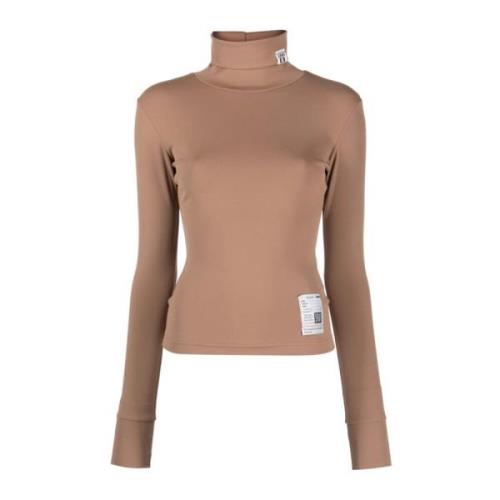 Mihara Yasuhiro Beige Långärmad Tee i Slät Jersey Brown, Dam