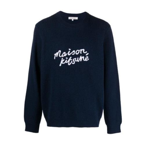 Maison Kitsuné Broderad Logotyp Ulltröja Blue, Herr