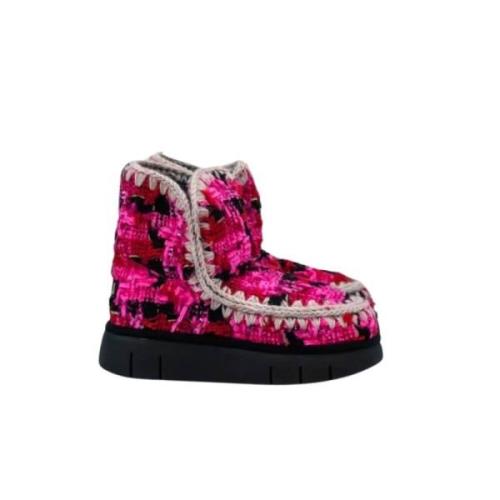 Mou Eskimo 18 Textil Stor Tartan Boot Pink, Dam