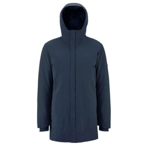 Scandinavian Edition Minimalistisk Parka med Huva i Mellanlängd Blue, ...