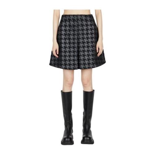 Moncler Houndstooth Mönstrad Kjol Black, Dam