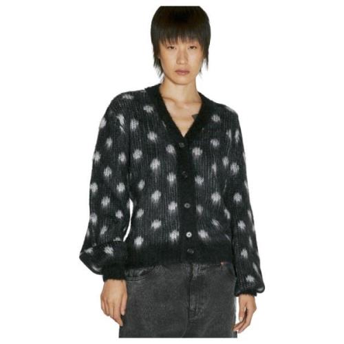 Marni Fuzzy Polka Dot Stickad Kofta Black, Dam